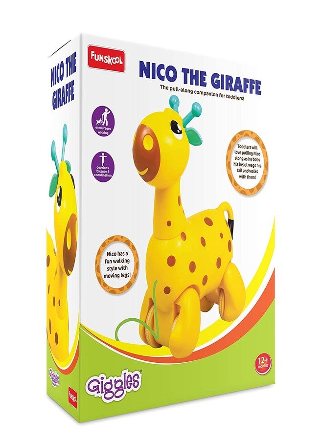 Giggles Funskool Pull Along Nico The Giraffe, Activity & Learning Toys for Babies, Toddlers, for Baby Boys & Girls, Encourage Walking, Improve Balance, Multicolour, Gift Set for Kids, Ages 18+ Months - Image 3